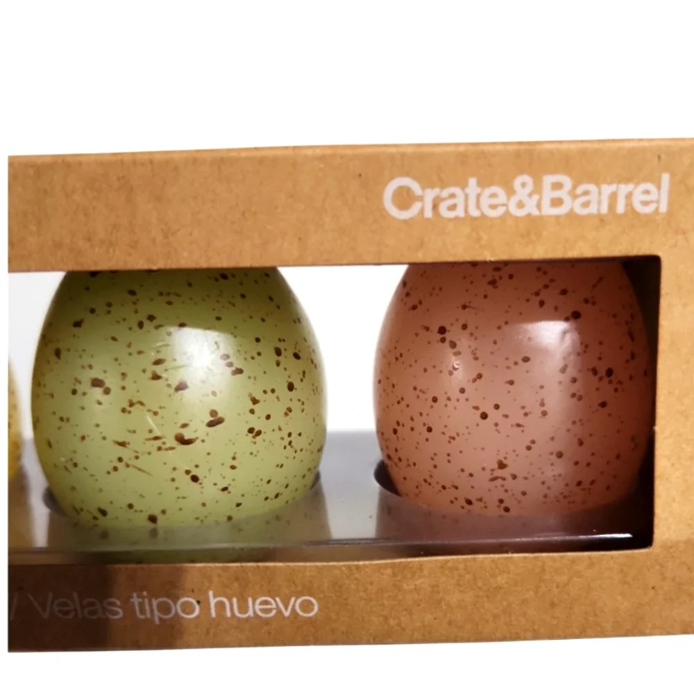 Crate & Barrel Speckled Egg Candle Set NIB